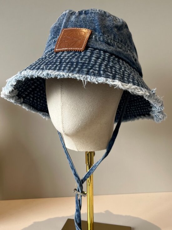 Loewe Denim Frayed Bucket Hat